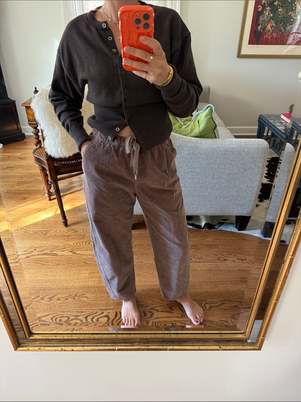 LULULEMON Brown Corduroy Barrel Leg Pant XS